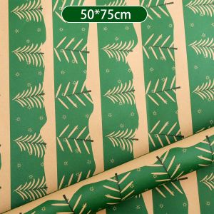 Polocat 50*75cm Christmas Gift Wrapping Paper Santa Claus Snowflake Reindeer Print Kraft Paper Christmas Pattern Gift Wrap