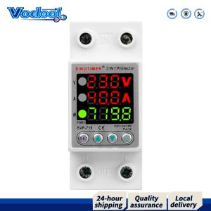 220V 40/63A Adjustable Over Under Voltage Protective Device Din Rail Relay Protector Current Protection Limit Energy Meter