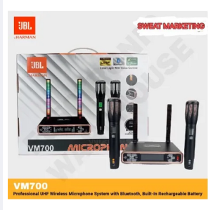 JBL VM700 Professional UHF Wireless Microphone System with Bluetooth Built-In Rechargeable Battery and Color Light with Voice Control