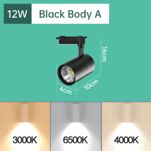CANMEIJIA【1pcs/3pcs】3 Colors Led Track Lights Lamp 85-265V COB Track Lighting Fixture Spot Light 12/20/30W/40W Spotlights Rail Spots Light Lamps for shop Home Kitchen