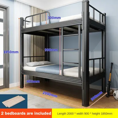 GREENEST Cold Rolled Steel Double Decker Bed Frame Metal Double Deck Bed Iron Bunk Bed for Kids Adult Single Double Size