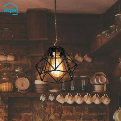 Fityle Fashion Lampshade Metal Light Cage Easy to Install Hanging Decor Ceiling Pendant Light Cover Durable Lamp Covers for Shop Office Accessories