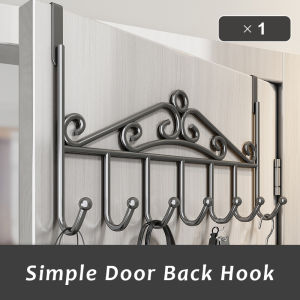 JustLiving 1PC Back Door Hanging with Adjustable Hooks/no Drilling Required/rust ProofSpace Aluminium Kitchen Bathroom Clothes Storage Rack Hooks Door Wall Hanging(7 Hooks)