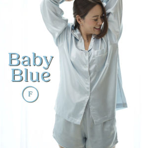 Please Disturb (Limited) ชุดนอน Mercy แขนยาวขาสั้น Whisper Silk สี Baby Blue นุ่ม เย็น ไม่บาดผิว