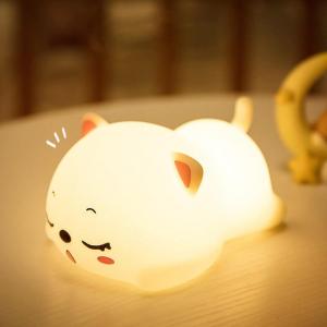 Cat โคมไฟตั้งโต๊ะ โคมไฟกลางคืน Led ซิลิโคนนิ่ม ชาร์จ USB รูปสัตว์ สัมผัสบรรยากาศ สําหรับตกแต่งห้องนอนเด็ก