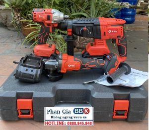 Bộ Combo 3 Máy Gồm Máy Mài Pin Cầm Tay Máy Siết Bulong Và Máy Khoan Đục Bê Tông Dùng Pin 199V 2 Pin 15 Cell - Động Cơ Ko Than (Bảo Hành 1 Năm)