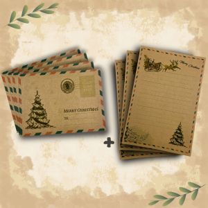 [Combo 5 bao thư 5 giấy viết thư] chủ đề Giáng sinh an lành mùa Noel hạnh phúc yêu thương. Chất giấy kraft đẹp retro