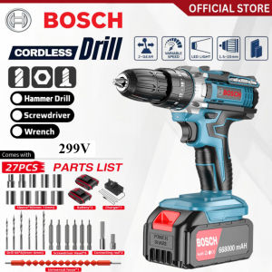 Bosch 299V Cordless Drill Hand Impact Screwdriver 2x Battery 32 PCS Drill Bit Set