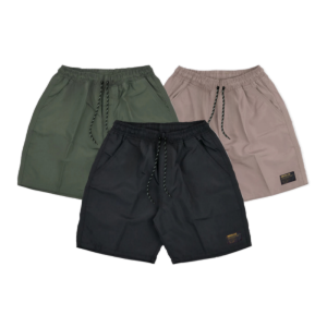 GRAFFITY - Set 3 PCS Boardshort Pria Polos Warna Hitam/Camel/Abu Tua Tali Karet Jumbo untuk Pantai