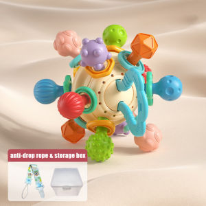 Orzbow Baby Teether Rattle Ball Stars Shaped Baby Manhattan Atom Ball Gift for Newborn Infant Chew Silicone Teething Toy Grip Training Toy Sensory Toys