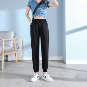 Annie-Sport Jogging Pants Women Plus Size Quick-drying Ice Silk Casual Sports Pants Loose Summer Thin Loose All-match Breathable Black Sport Pants for Women