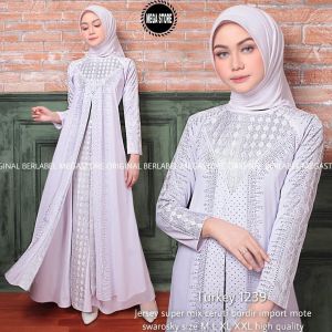 ABAYA TURKEY // COD // RINA BUSANA // Gamis Putih Wanita Elegan // Abaya Turkey Putih Bordir Mewah // Abaya Turkey Putih Ori // Abaya Putih//Segiempat Putih