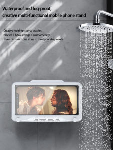 DISOUR Multifunctional 360 Rotating Phone Box Holder Waterproof Case Wall Mounted All Covered Mobile Phone Shelves Self-Adhesive Shower Accessories Bracket Stand For Kitchen Sink Bathroom