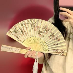 QUANSEN 1Pcs Chinese Fans Folding Hand Fan Wedding Hand Fans Bamboo Portable Fan Dancing Fan Party Decorative Fan Ventilador
