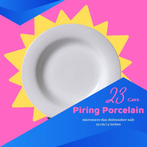 Piring Porcelain 23 cm | Piring Makan Keramik | Piring Saji Cantik