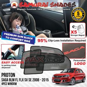 PROTON SAGA BLM / FL / FLX / SV X5 MAGNET KUAT Sunshade SAMURAI SHADES Magnetik Sun Shade Pelindung Matahari Kereta [FREE]