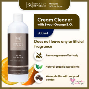 SOAPNUT REPUBLIC Cream Cleanser 500ml - eliminates dirt germs grim and tough stains remove oils use on stainless steel organic plant-based kids-friendly family-friendly fragrance-free. essential oils nontoxic heavy-duty soapnut berries