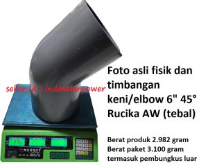 Keni 45 derajat 6" 6 inch in inci 45° elbow lbow L bow kenie knee ada Rucika ada AW atau D Knee Keni PVC pipa siku L untuk belokan paralon pralon vinilon