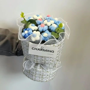 【1-3 Days Delivery】Rose Crochet Bouquet Rose Knitted Woolen Flower Bundle Handmade Weaving Gifts Mother Day Bouquet Teachers Day Gift