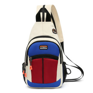 Multi Pockets Sling Backpack Casual Nylon Crossbody Bag Travel Hiking Daypack With Zipper Strap