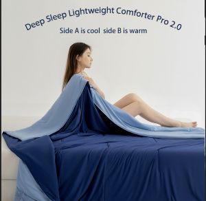UMi High-end Deep Sleep Blue Summer Cool Quilt Machine Washable Dual-sided Design for Ultimate Comfort Side A Cool Side B Warm