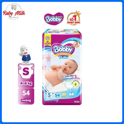 Bỉm - Tã dán Bobby size S54 miếng (Cho bé 4 - 8kg)