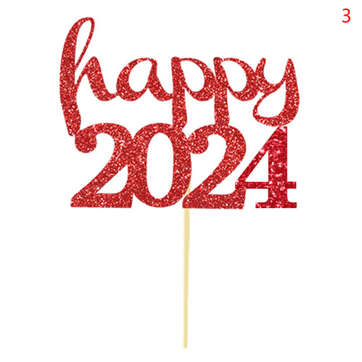 【Doson】 10Pcs 2024 Cake Topper New Year 2024 Toothpick Happy New Year