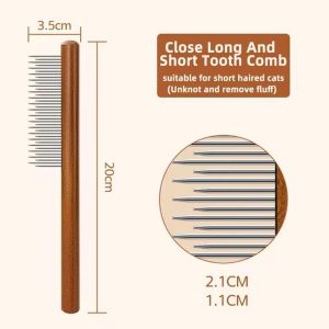Pet Comb Comb Cat and Dog Floating Hair Removal Solid Wood Comb Pet Cleaning and Grooming Flea Removal Comb Cat Comb Cat Accessories Stainless Steel Pet Hair Remover Wooden Handle Solid Cat Hair Comb Pet Grooming Dog Brush Cleaning Tool