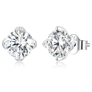 BAMOER 100% 925 Sterling Silver Moissanite Stud Earrings for Women Wedding Gift Top Quality Dazzling Earrings Fine Jewelry MSE001
