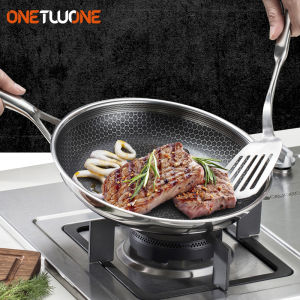 Onetwone 304 Stainless Steel Pan Non-stick Pan Steak Frying Pancake Pan Induction Cooker Gas Stove Universal Hive Surface Pan 28cm