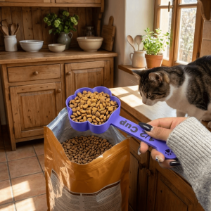 YRUQYS Food Grade Pet Feeding Spoon Non-Slip 3D Printed Cat Feeding Scoop Multi-functional Plastic Pet Tableware Feeding Pets