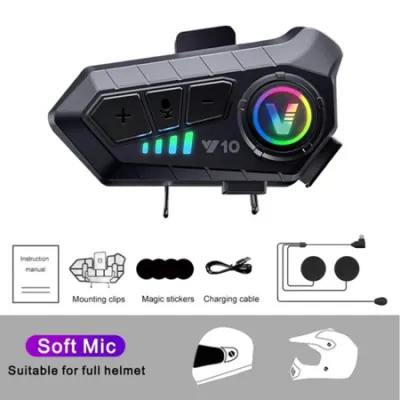 Intercom Helm Y10 Headset Bluetooth 5.3 Helm Sepeda Motor Bluetooth Headset Hands Free Call Kit IPX6 Tahan Air