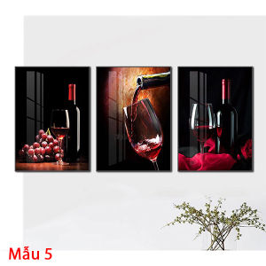 Tranh Laminate Tráng Gương - Tranh Treo Tường Chùm Nho Ly Rượu