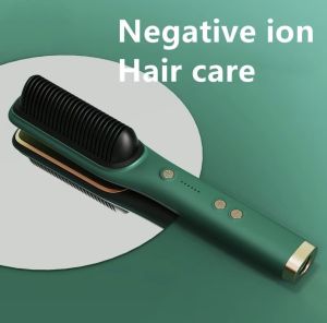 2-in-1 Hair Straightener Comb Hair Brush Hair Curler Professional Electric Curling Iron Hair Style Flat Iron Fast