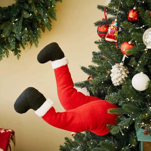 Cartoon Long Arm Santa Claus Christmas Tree Topper Decoration Reusable Decor for XMAS Holiday Party Supply