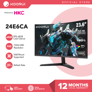 KOORUI 27E6CA 27 Inch 180Hz FHD Adaptive Sync 99% sRGB HDMI/DP / 24E6CA 24 Inch VA Curved Gaming Monitor – R1500 FHD 165Hz Gaming Monitor Computer PC Curved Design Monitor