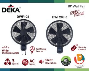 Deka Wall Fan 16inch with remote control/ Kipas Dinding DWF108 DWF208R DWF 108 DWF 208R