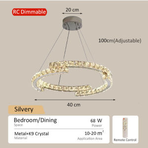 Modern Crystal Chandelier Ceiling Light For Living Room Hanging Lamps Dining Pendant Nordic Lights Drop Lamp With Remote
