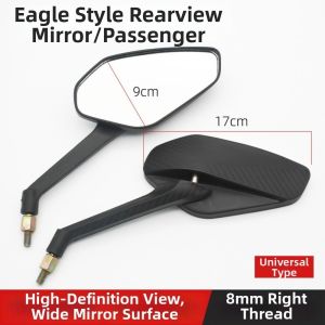 COOLSOOL 1Pair Phổ quát Gương chiếu hậu xe máy điện Đen Ren phải 8mm Gương chiếu hậu Chất lượng cao Phụ kiện xe ba bánh Phụ tùng xe tay ga