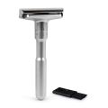 QSHAVE Pisau Cukur Keselamatan Klasik Dua Tepi Boleh Laras (1 Pisau Cukur & 5 pcs Bilah Bersalut Titanium). 