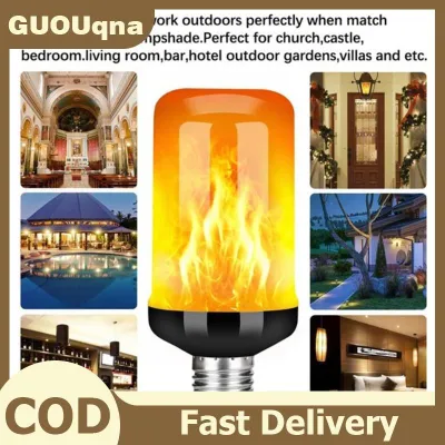 GUOUqna 1Pc LED ngọn lửa hiệu ứng lửa ánh sáng bóng đèn E27 mô phỏng thiên nhiên nhấp nháy đèn trang trí nội thất