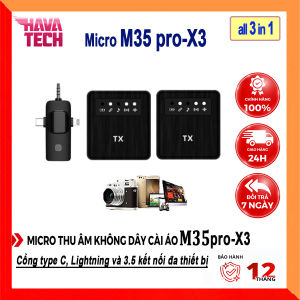 Micro thu âm cài áo M35pro-X3 kết nối không dây đa thiết bị điện thoại loa máy tính máy quay