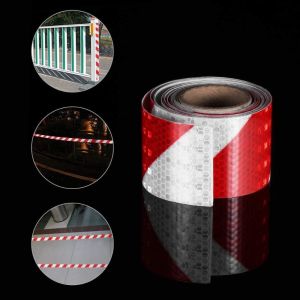 2 Inch X 32.8 Feet Reflective Tape Self Adhesive Red White Safety Reflective Stickers Shining Twill Printing Warning Tape