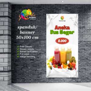 Cetak Spanaduk Banner Putih & Merah Minimalis Promosi Aneka Jus Segar