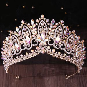 DIEZI Baroque AB Rinestone Vương miện cho phụ nữ Tiệc cưới Sang trọng Thanh lịch Cô dâu Pha lê Vương miện Phụ kiện tóc Trang sức2026