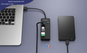 ORICO USB 3.0 High Speed USB HUB 4 Port with On/Off Switch - W9PH4-U3