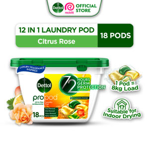 [Stain Removal] Dettol Propod™ All in One Laundry Capsule 18s Laundry Pod Citrus Rose Powerful Laundry Detergent Capsules with Stain Remover for Clothes