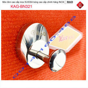 Móc đơn Inox Bảo KAG-BN321 móc treo đồ nhà tắm SUS304 đế oval thiết kế đẹp sang trọng gọn gàng