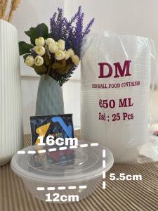 THINWALL BULAT/ MANGKOK PLASTIK DENGAN TUTUP/BOWL PLASTIK MEREK DM KUALITAS TERBAIK UKURAN 650 ML800ML1000 ML ISI 25 PCS TERMURAH