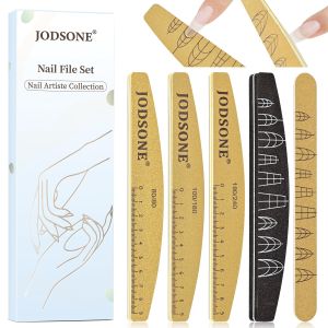 JODSONE Nail File and Buffer Set 5PCS Double Side Trimed Nail Files and Buffers Emery Boards for Nails 80/240 Nail Shine Polishing Stick Reusable Washable Nails Tools Suit for Home Salon